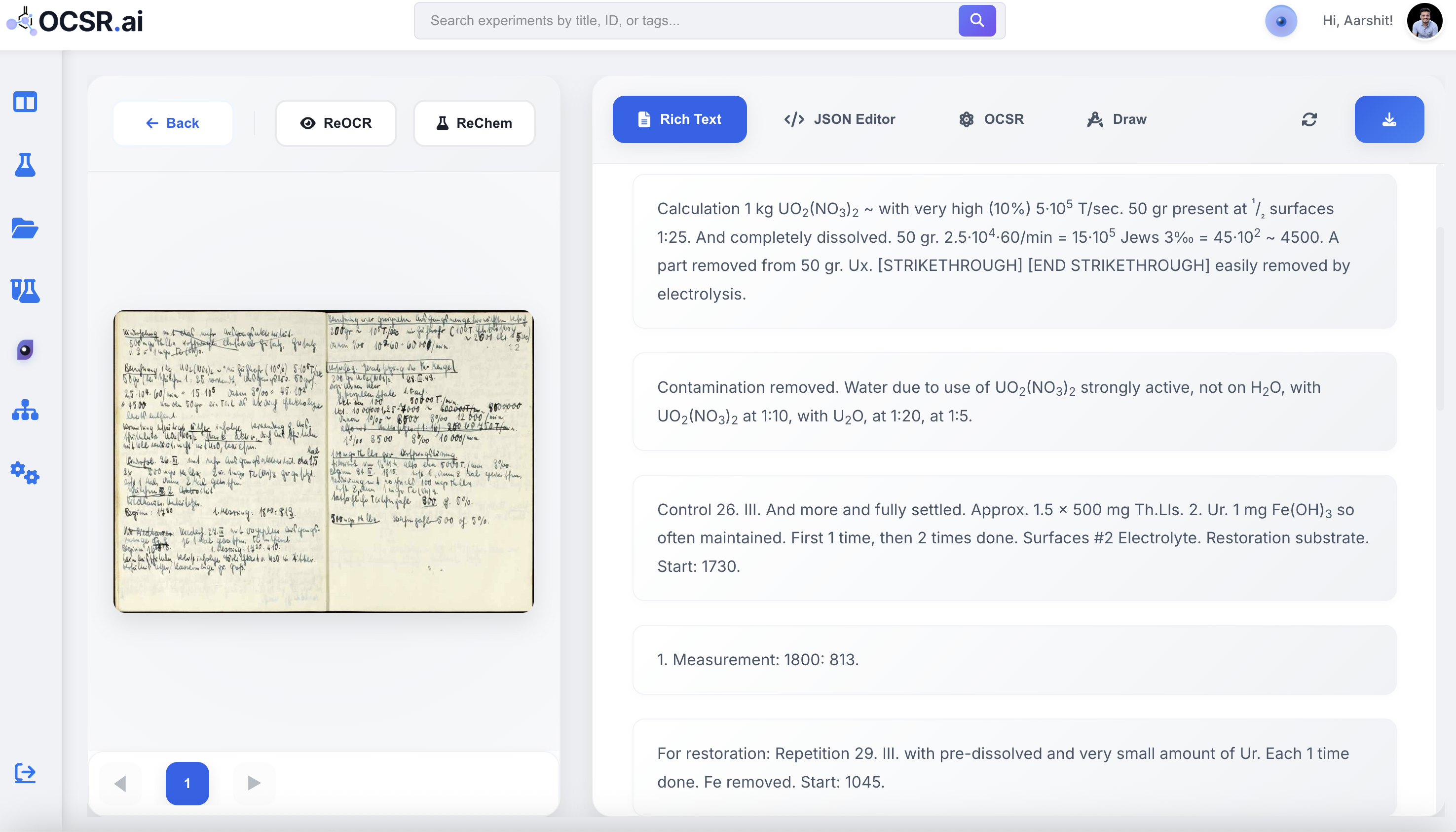 Handwritten Chemistry Recognition Technology